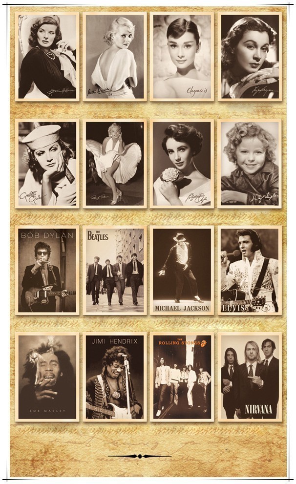 Lot of 32 Old Memories Forever Movie Star & Rock Star Vintage Postcards
