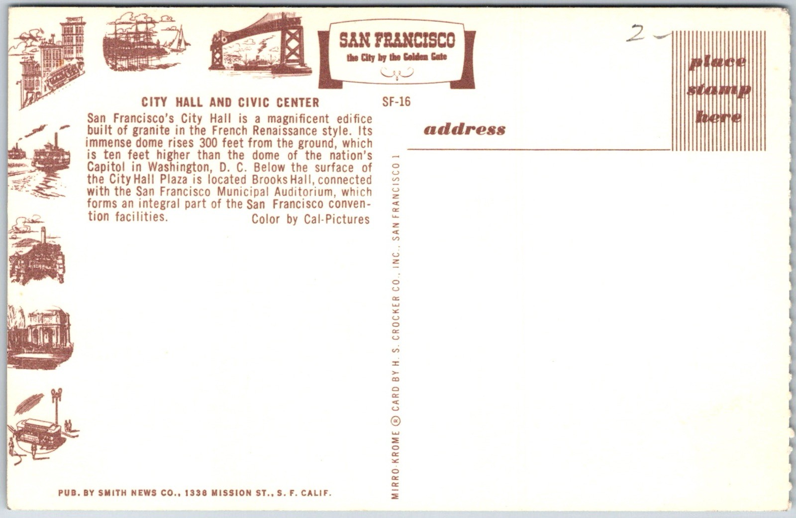 San Francisco USA Vintage City Hall And Civic Center Fountain Flags Postcard