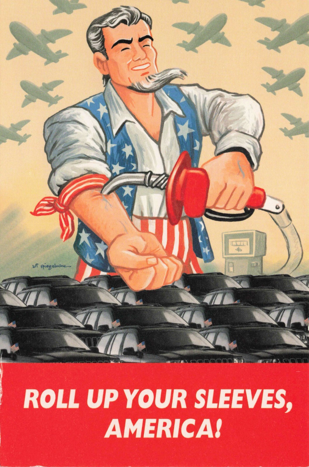 Roll Up Your Sleeves America by Art Spiegelman VTG Continental Postcard Unposted