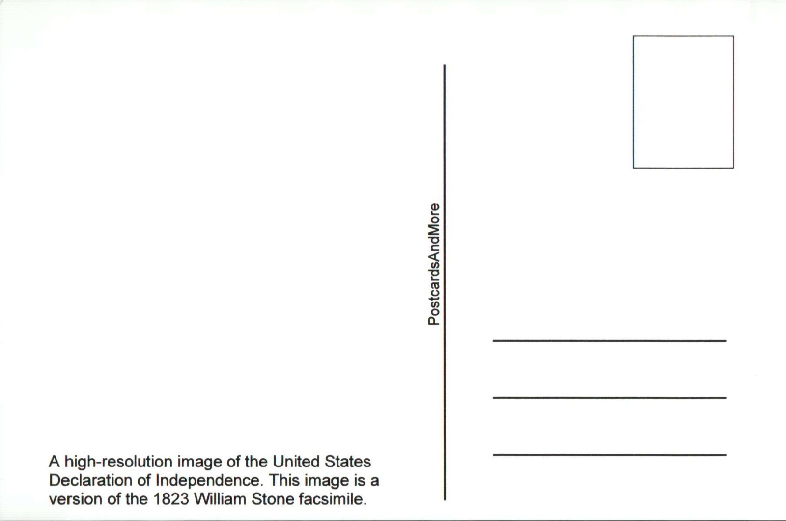 United States Declaration of Independence 1823 William Stone Facsimile, Postcard