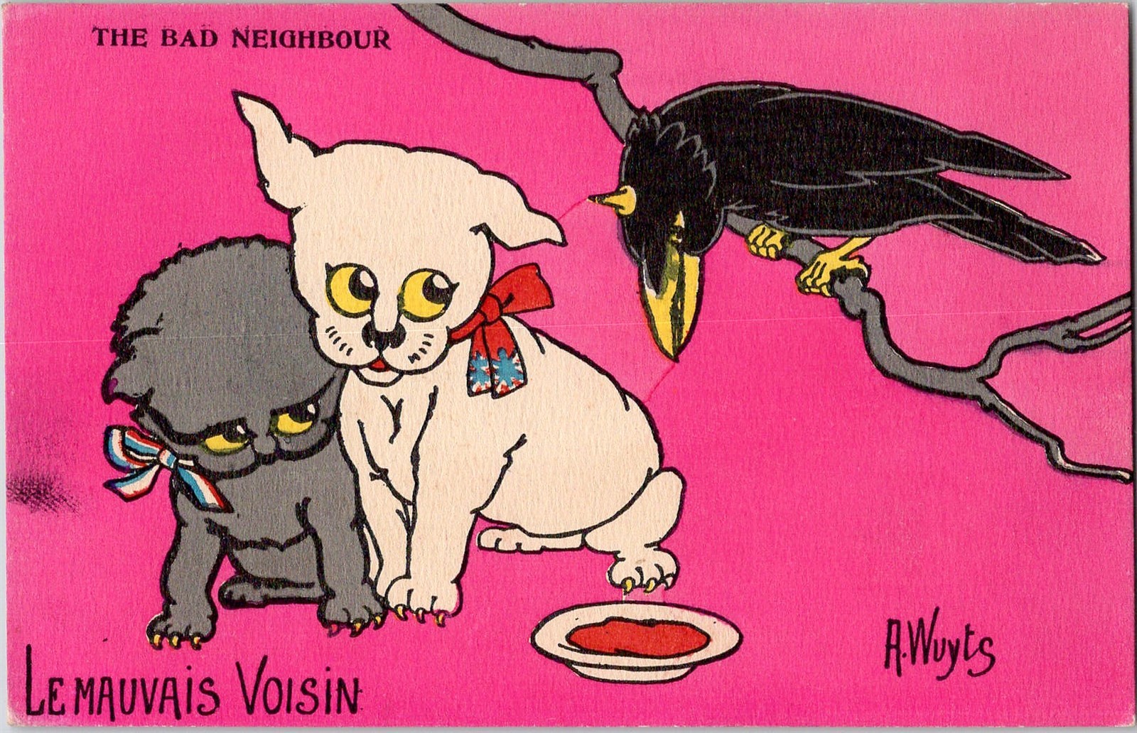 bb art Wuyts War dog X German crow bird fantasy ww1 WWI original c1915 postcard