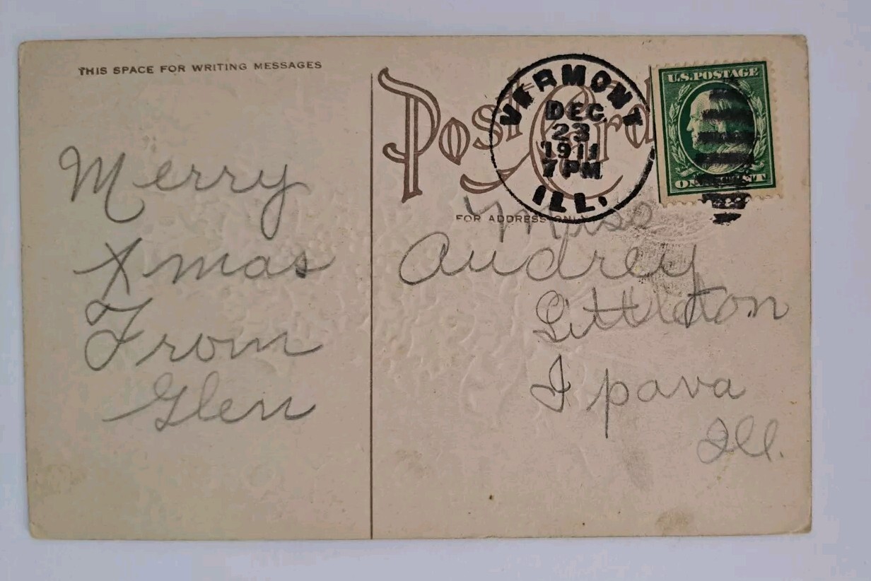 Postcard 1911 Posted Divided Back “A Merry Christmas To You”