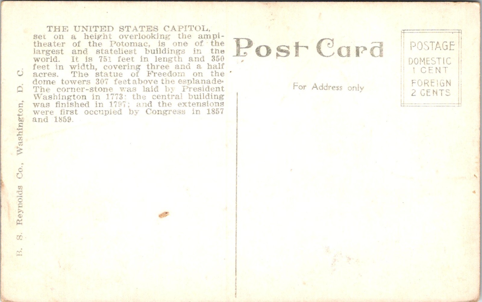 Antique DB Postcard United States Capitol Washington DC c1900s