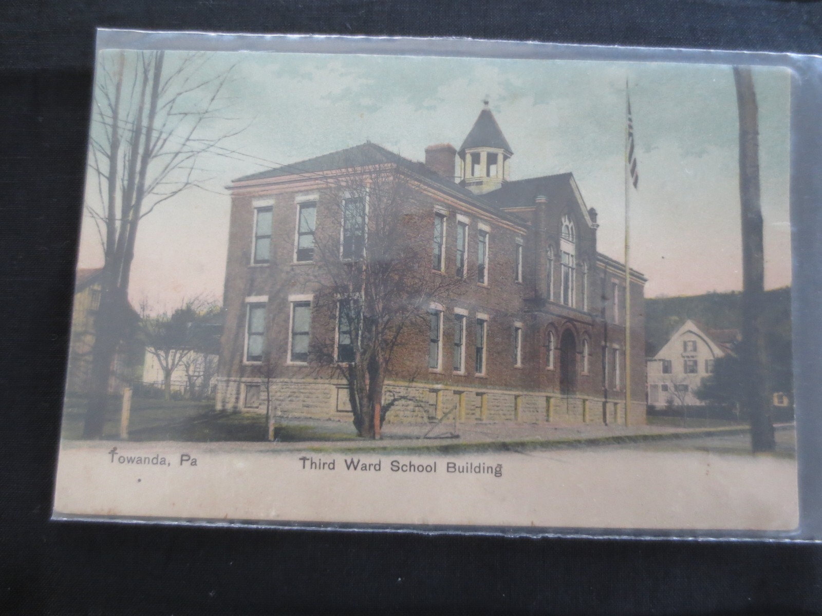3 – 5-1/2″ x 3-1/2″ Antique TOWANDA PA Historical Buildings POSTCARDS in Sleeves