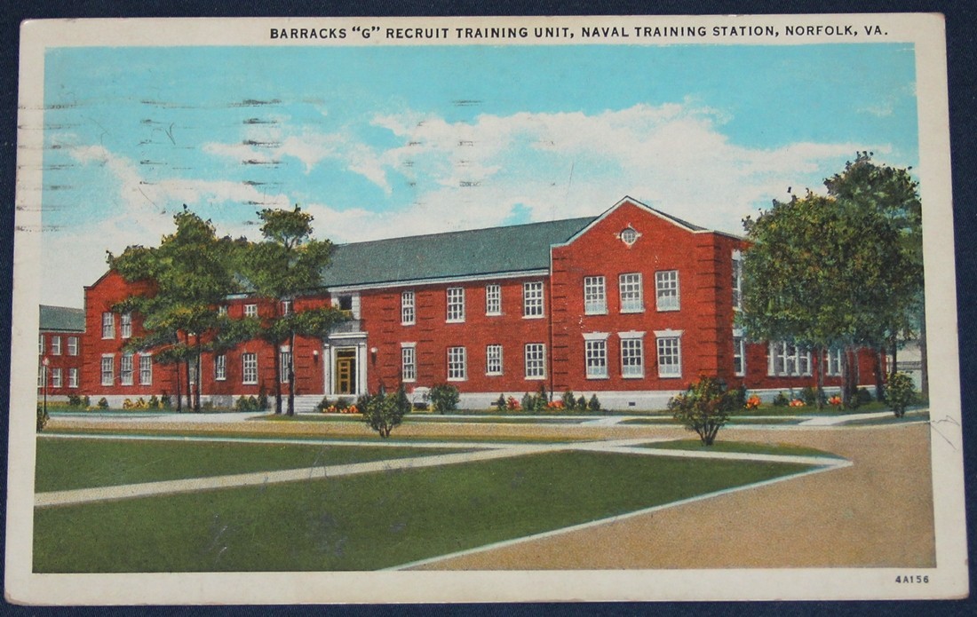 Barracks “G” Recruit Training Unit, Naval Training Station, Norfolk, VA Postcard
