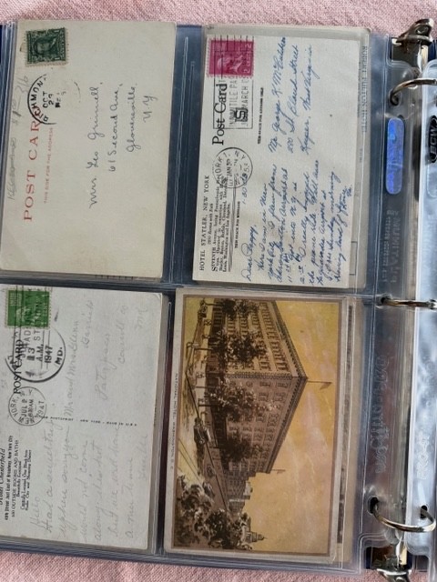 58 Postcards 1906-1940s in Plastic Sleeves. Some unused