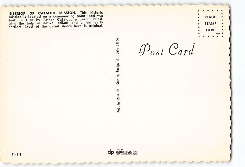 Postcard Cataldo Mission Interior Idaho USA