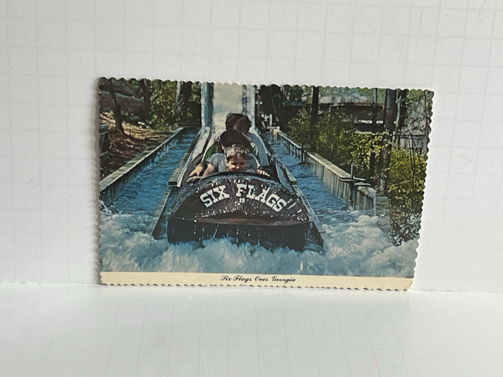 Six Flags Over Georgia Amusement Park Log Ride Continental Postcard B70