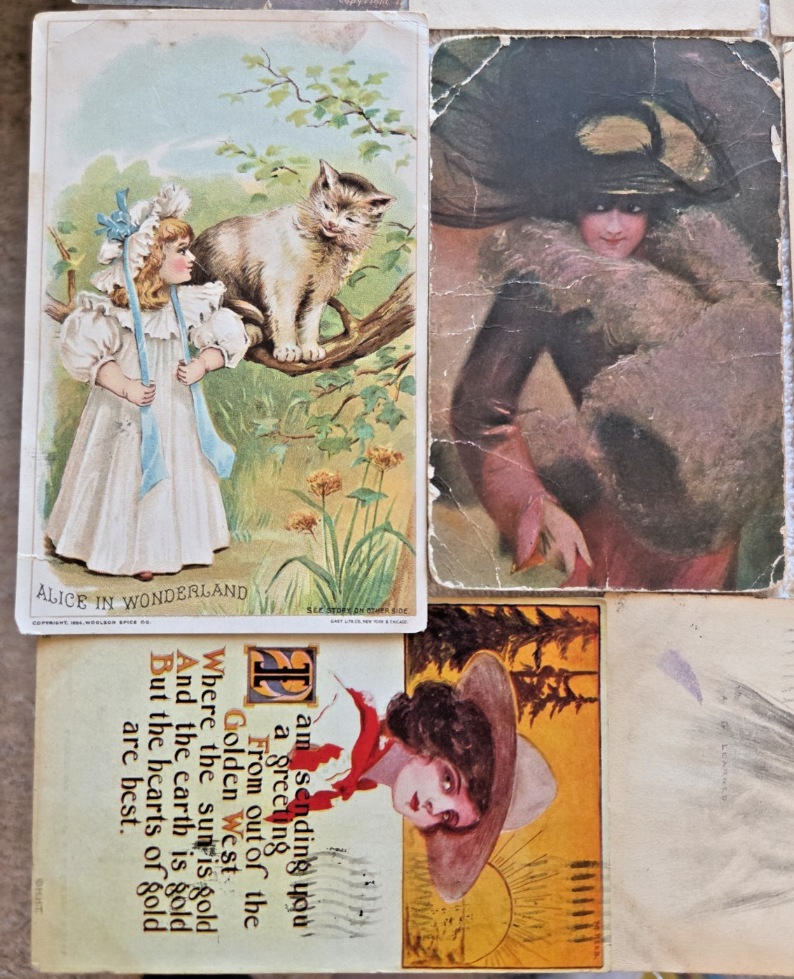 Antique Lot of 16 Souvenir Ladies Women Postcards some postmarked