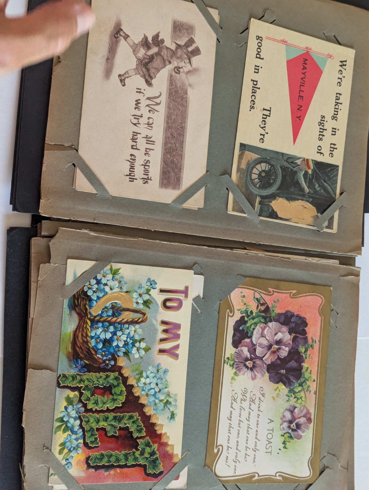 Antique Post Card Lot Book – Some Mailed – See Video – Many Pictures