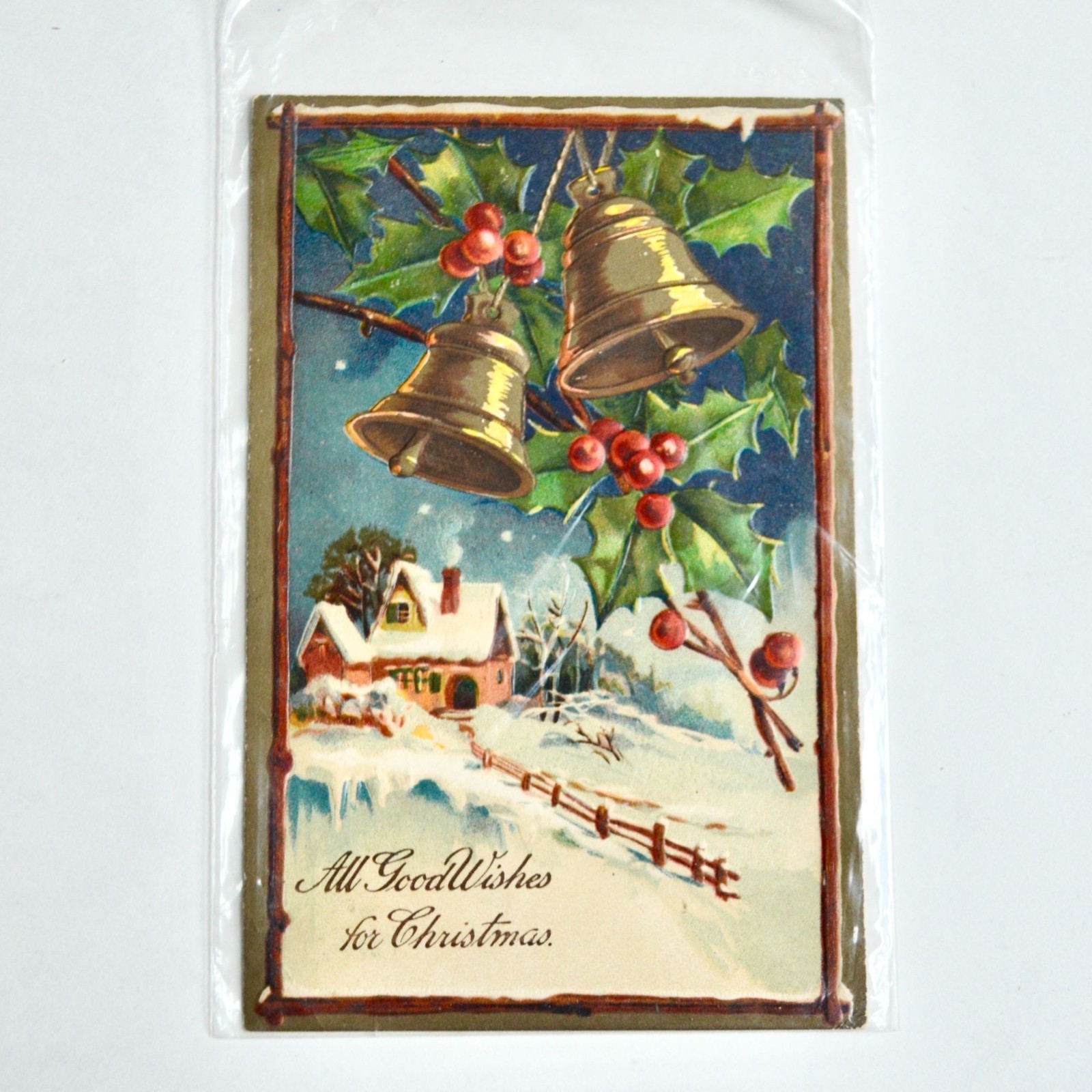 1908 Antique All Good Wishes for Christmas Postcard