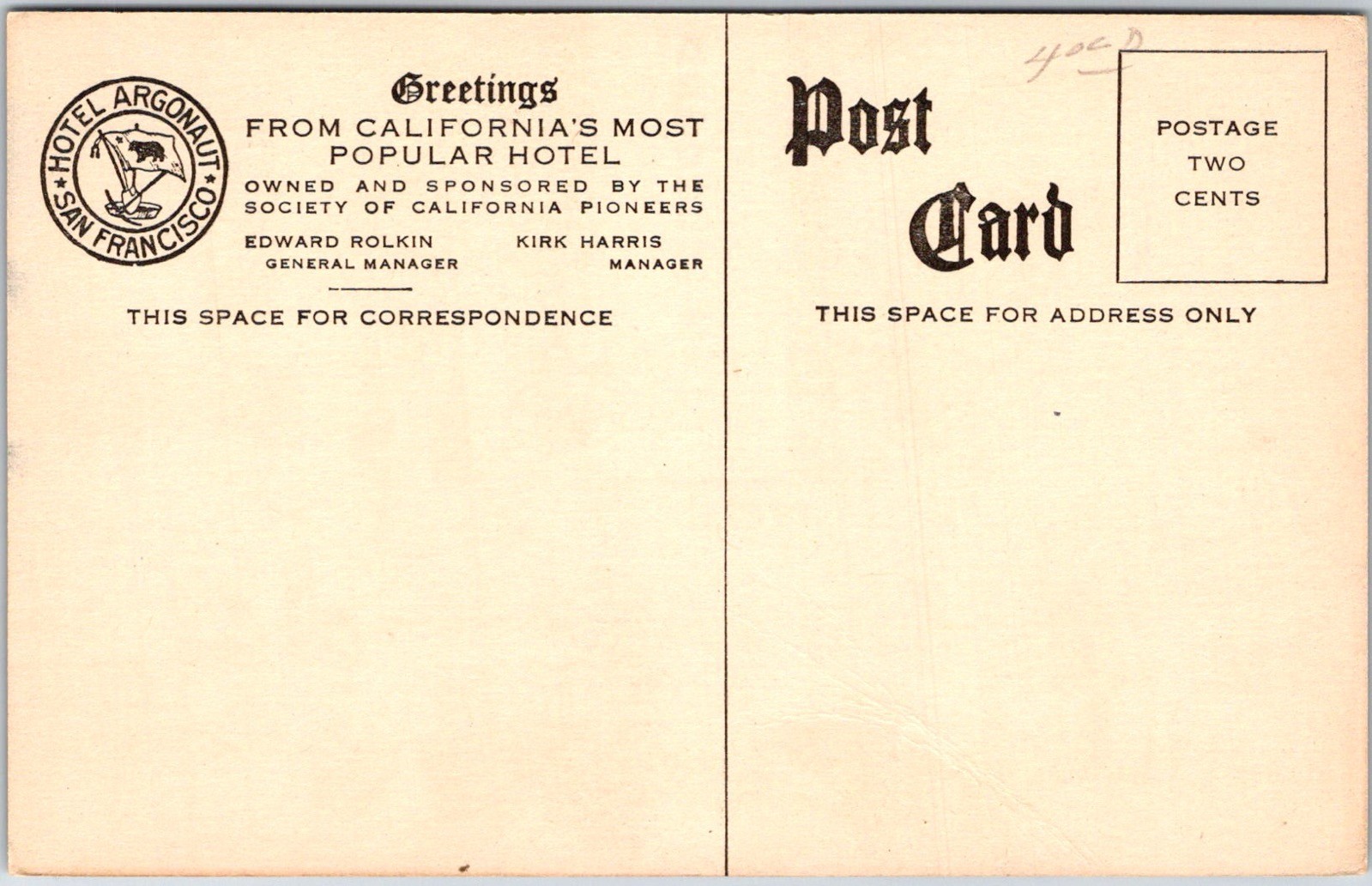 San Francisco USA Hotel Argonaut Vintage Exterior And Lobby View Postcard