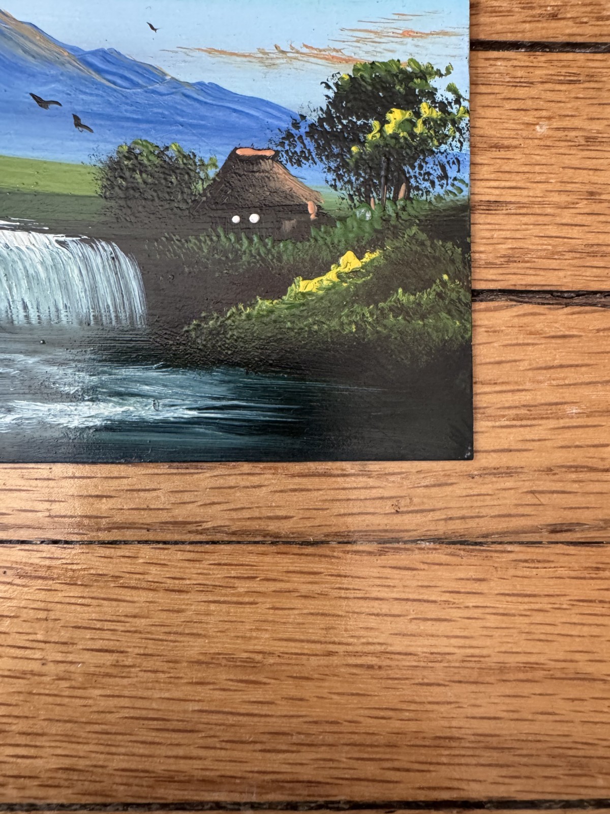 Vintage Hand Painted Postcard Waterfall Japan Original Scene HANDMADE c1910