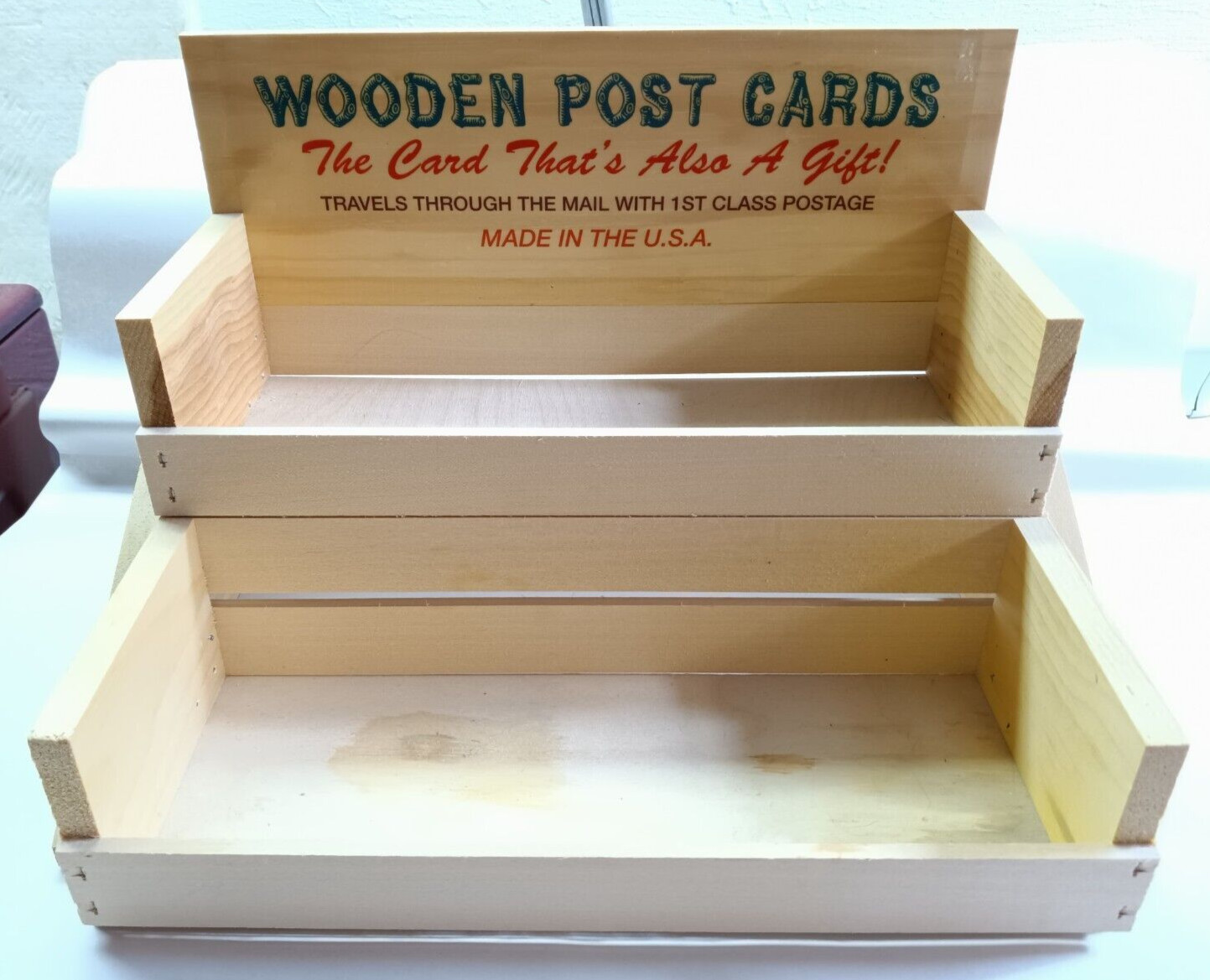 VINTAGE WOODEN 2 LEVEL POSTCARD RACK COUNTER TOP COUNTRY STORE DISPLAY Unit