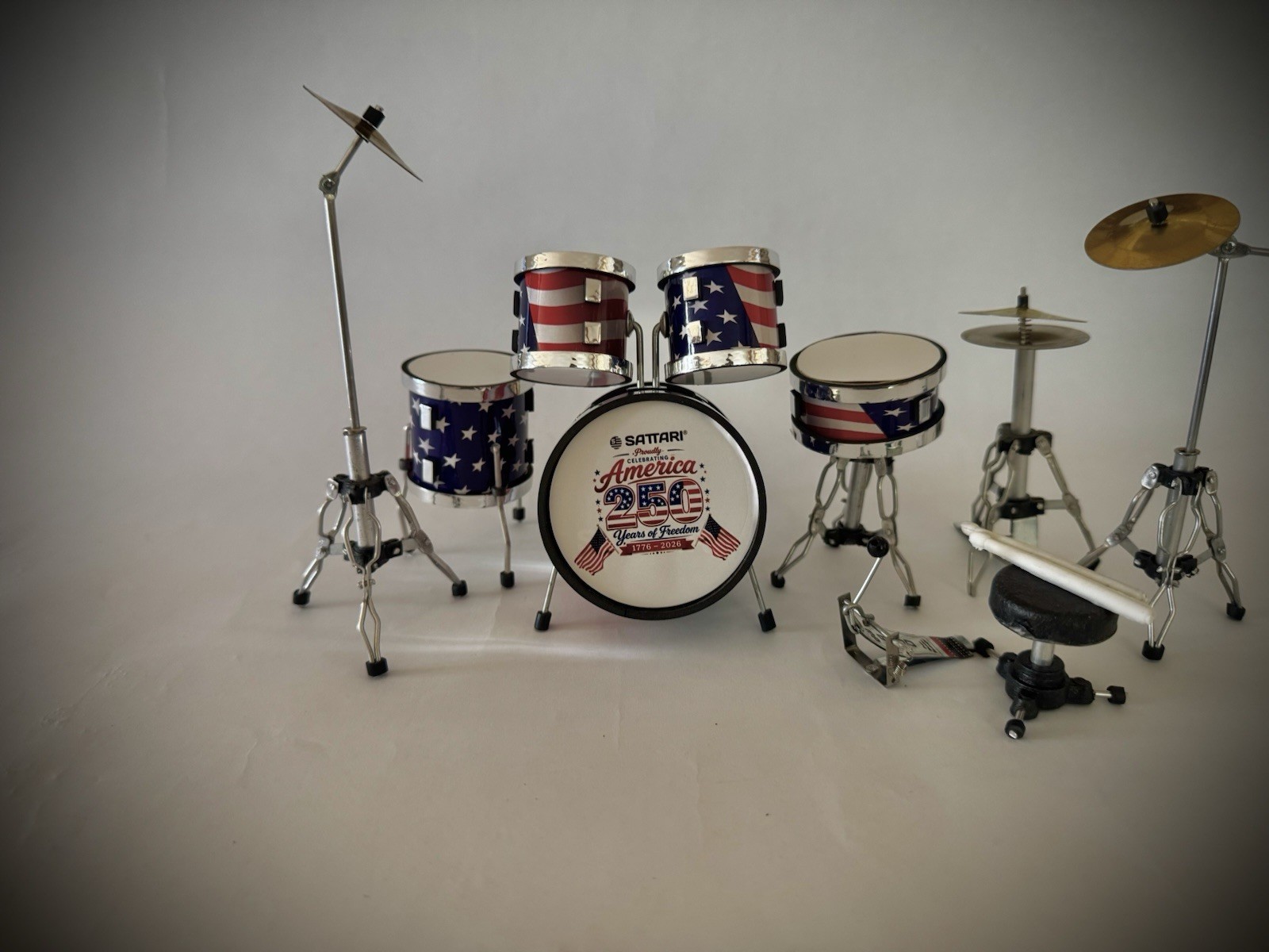 4th Of July Miniture Drum SATTARI 250 Years Of Freedom Celebration 1776-2026