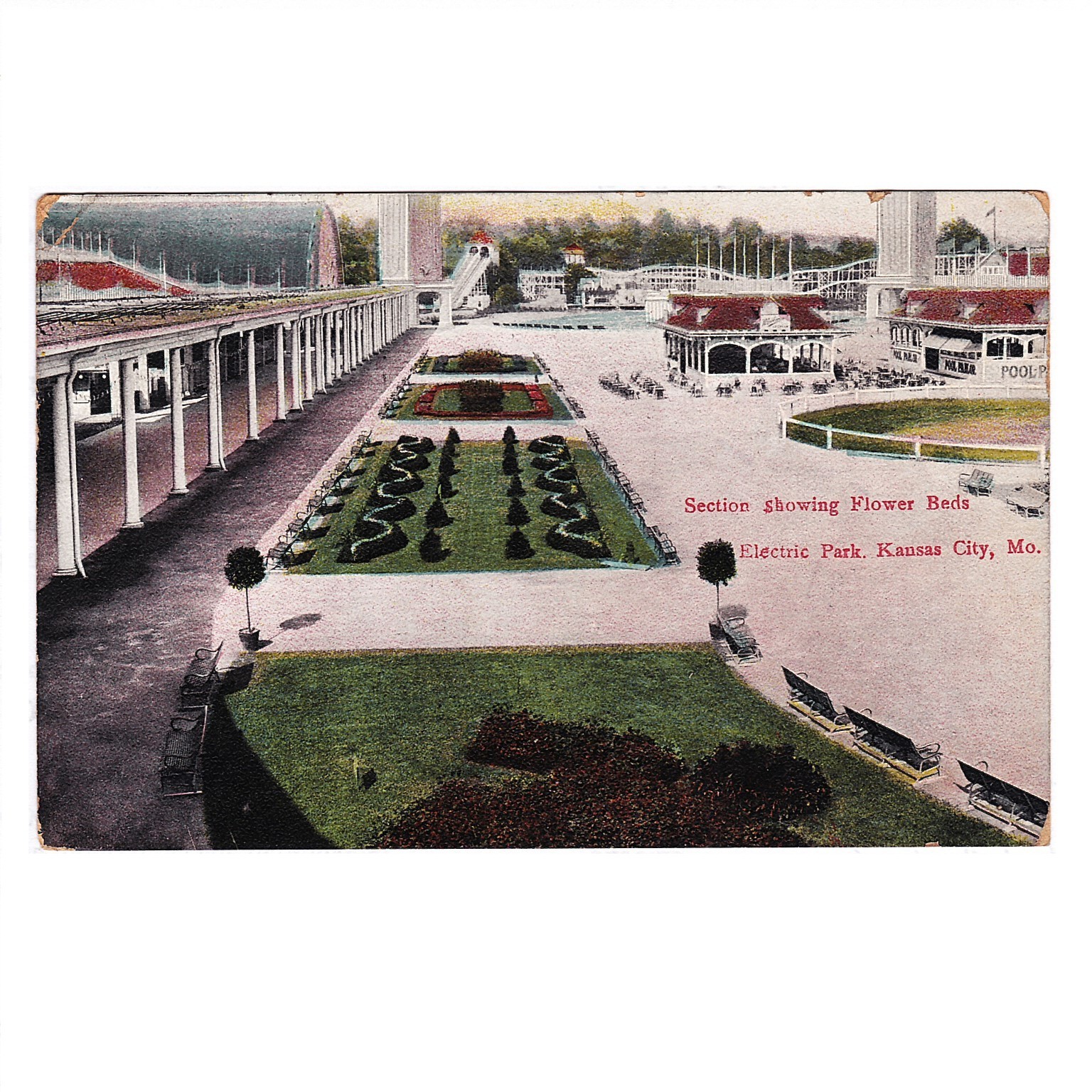 Lot of 7 Kansas City Missouri Electric Park Postcards Posted 1908