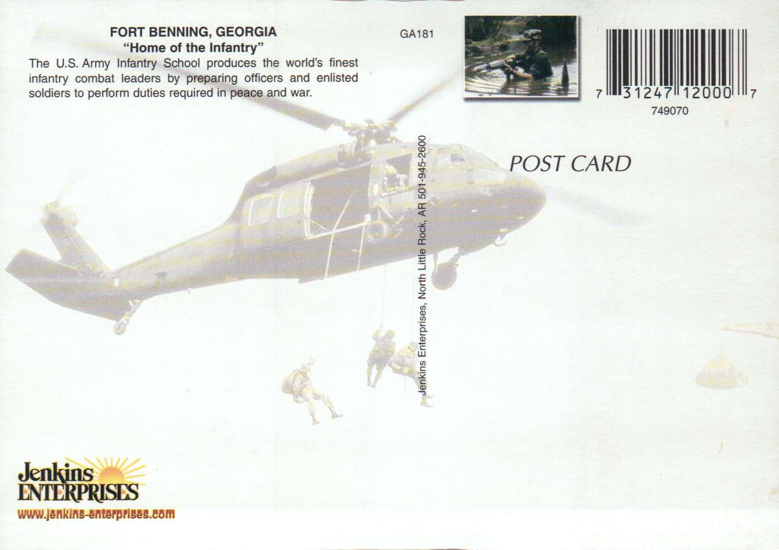 Fort Benning, Georgia, United States Army, Helicopter, Infantry — Postcard