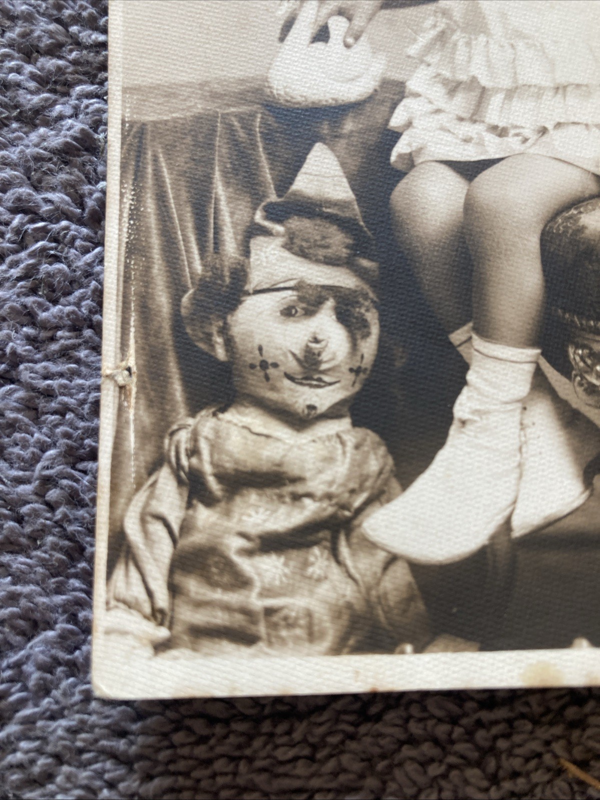 Little Girl With A Creepy Scared Doll RPPC Postcard