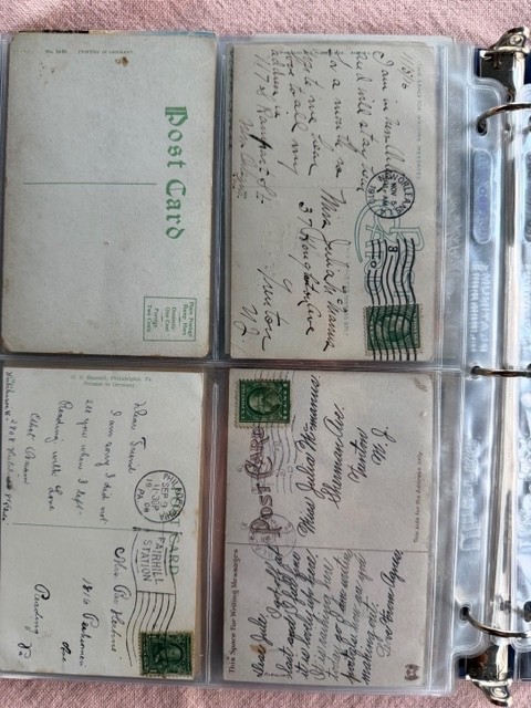 58 Postcards 1906-1940s in Plastic Sleeves. Some unused