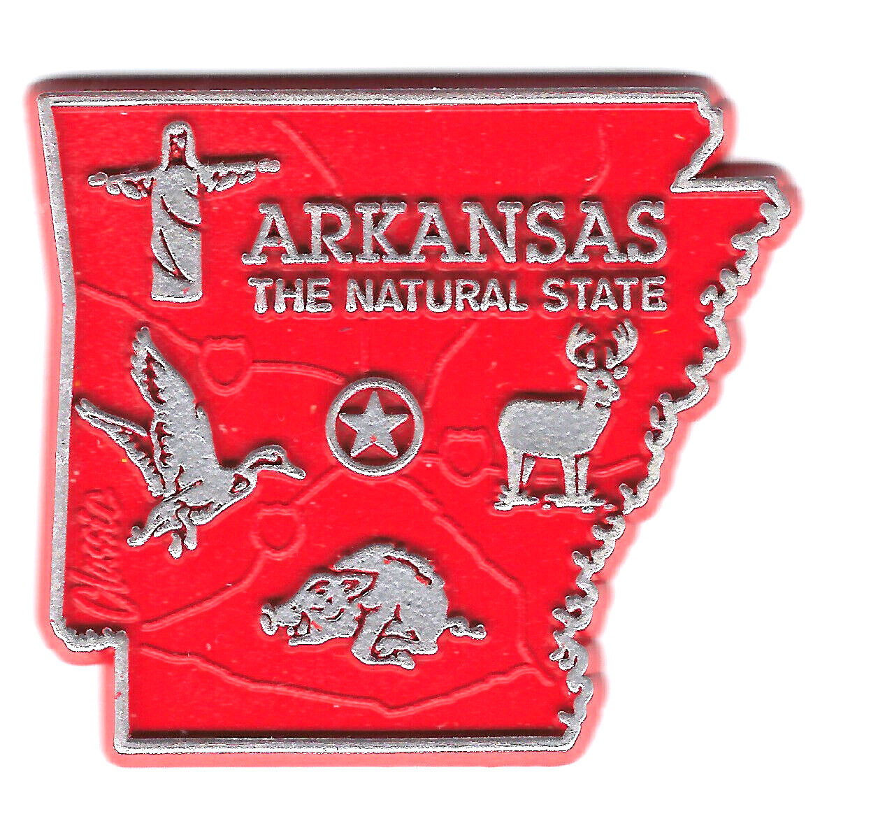 ARKANSAS THE NATURAL STATE OUTLINE MAP MAGNET NEW