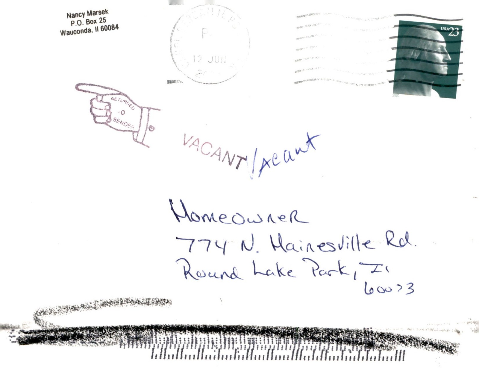 Nancy Marsek, House Buyer, Round Lake Park, 2002 Postcard