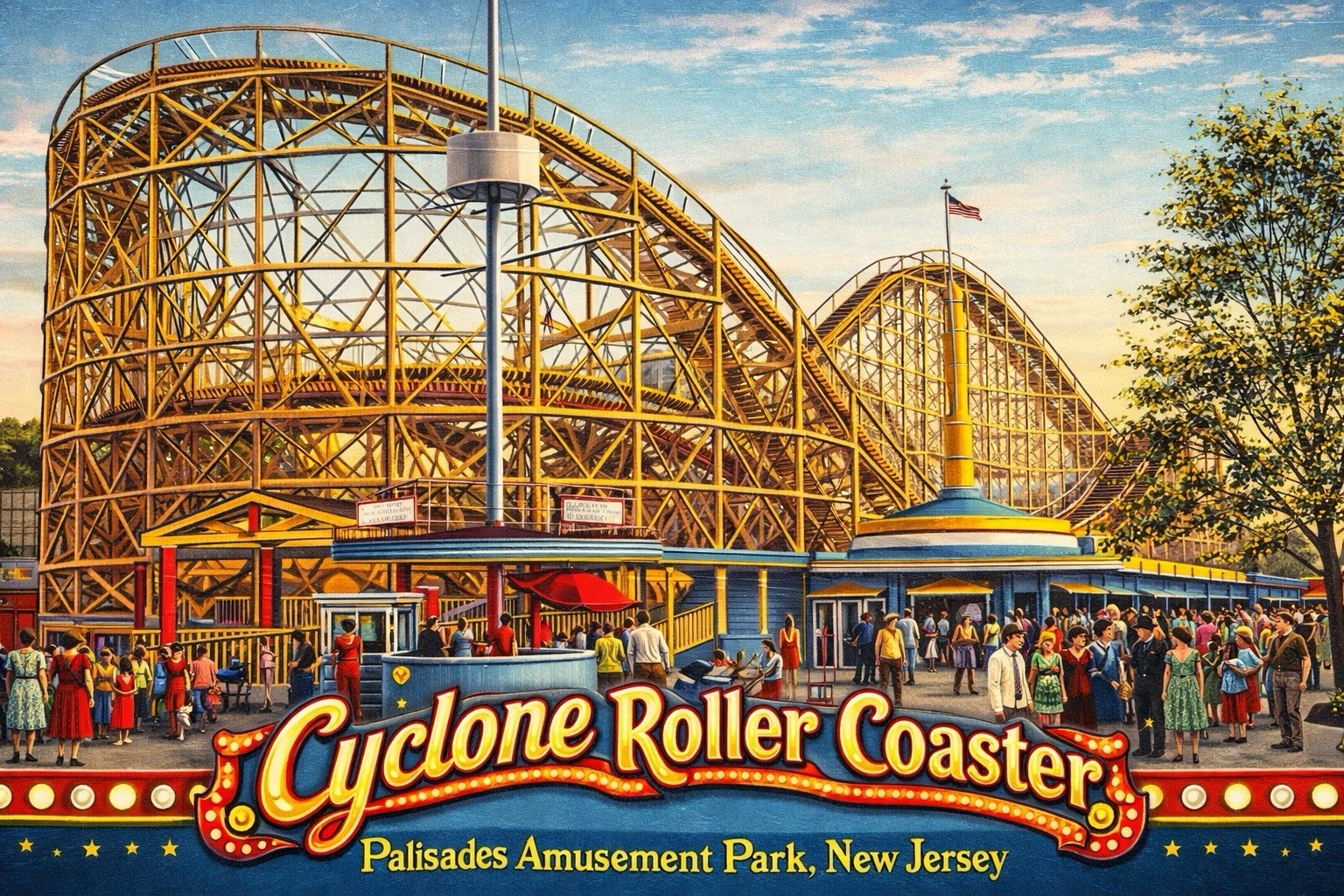 Cyclone Roller Coaster Palisades Amusement Park, New Jersey Modern Postcard A350