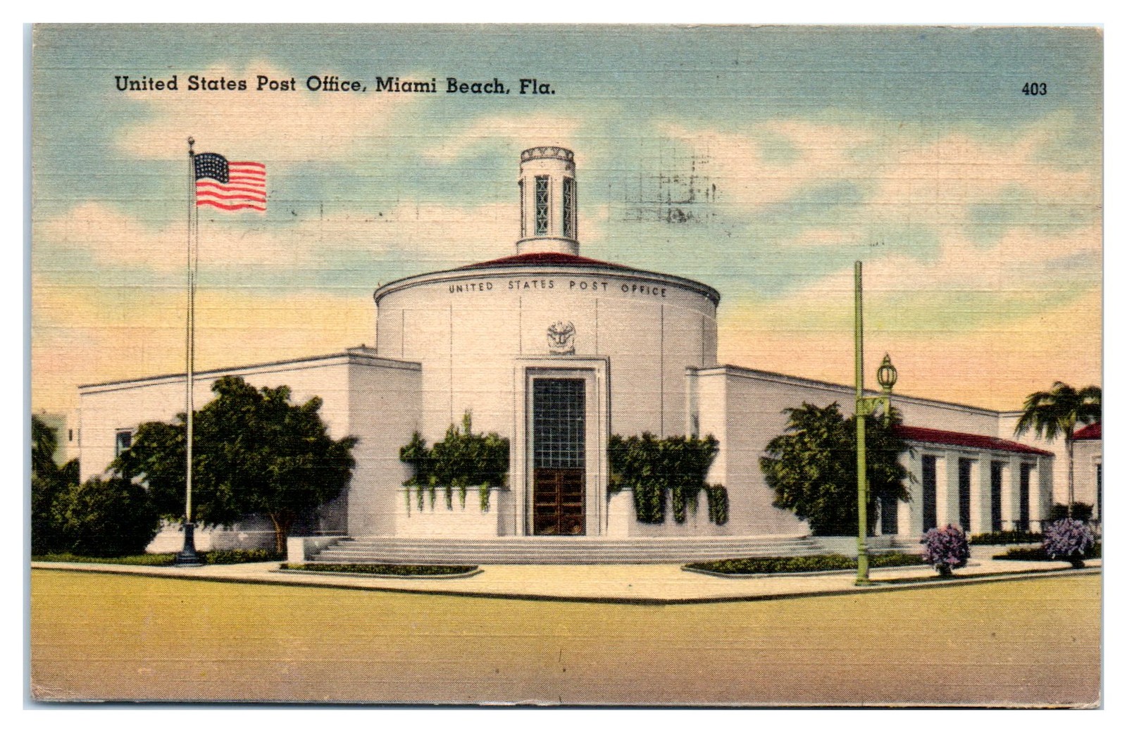 Postcard: United States Post Office, Miami Beach, Fla. UNITED STATES P