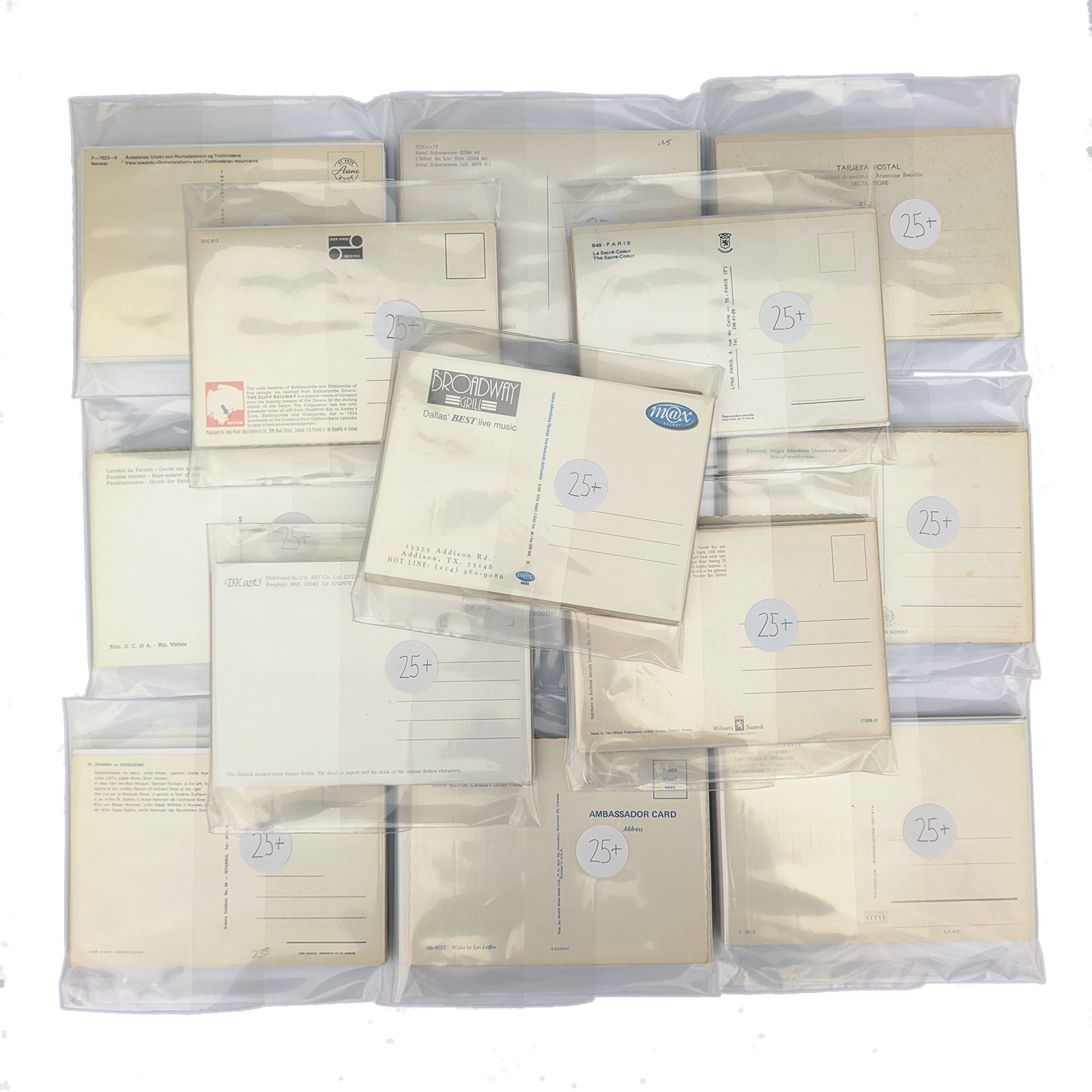 25 Unused 4×6 Postcards Lot – Unposted Bulk Continental – Blank Old Vintage