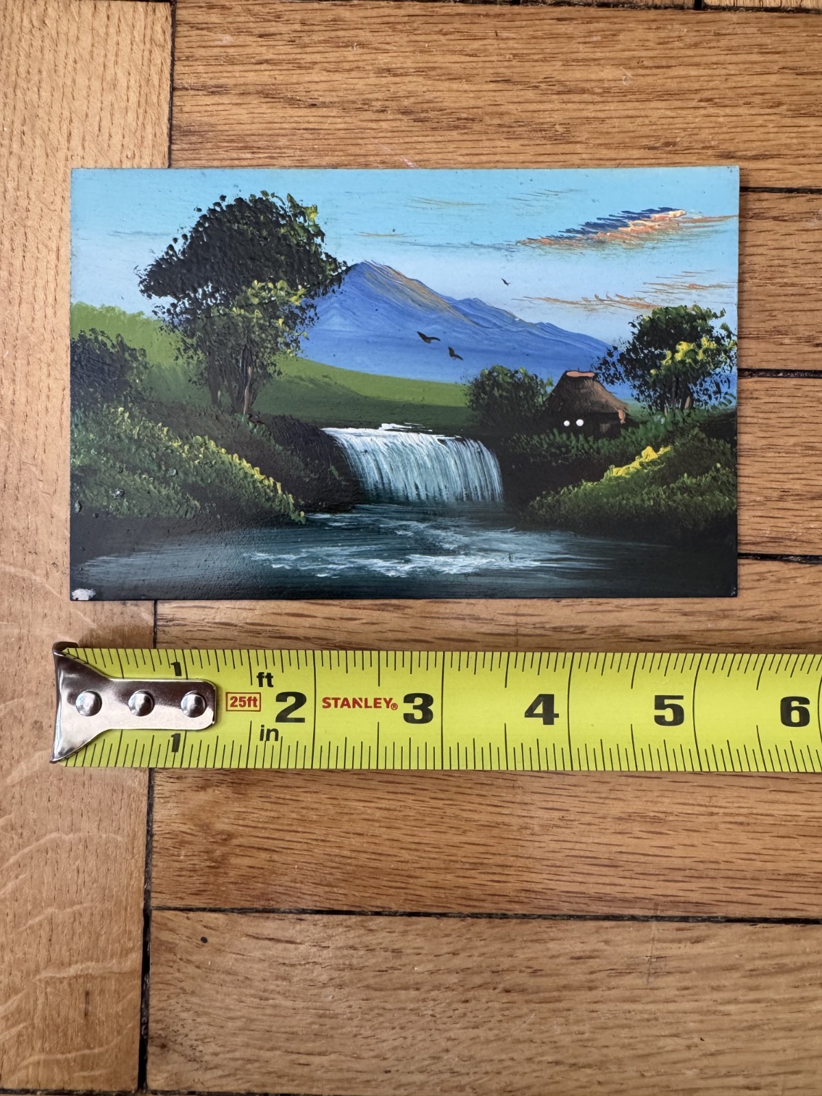 Vintage Hand Painted Postcard Waterfall Japan Original Scene HANDMADE c1910