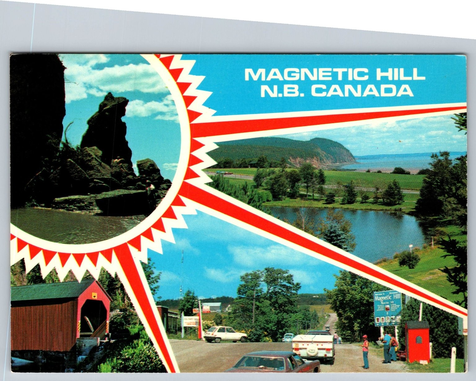 Vintage Magnetic Hill New Brunswick Canada Scenic Multi-View Postcard 4 x 6