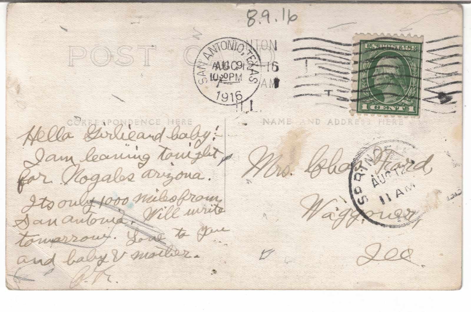 Mexican Revolution Border War – MOTORCYCLE BORDER PATROL EL PASO 1916 RPPC Horne