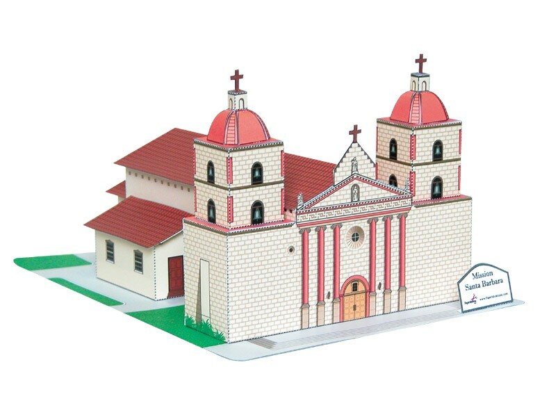 California Mission Santa Barbara – Paper Model Project Kit