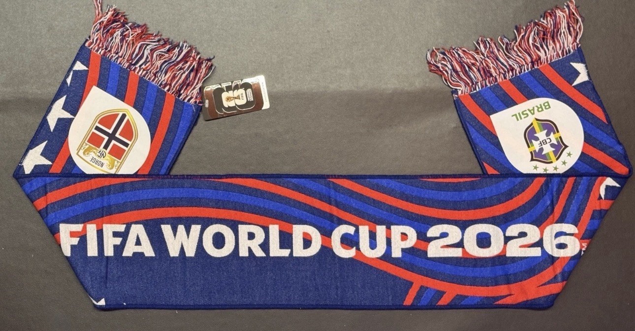 2026 FIFA World Cup Official Match Day Scarf | Brazil vs Norway Split Scarves NY
