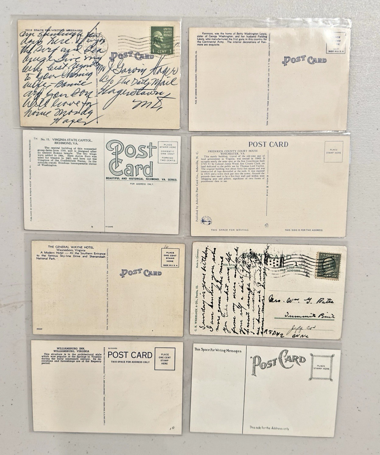 Lot Of 50 Vintage Virginia Postcards In Protective Sleeves