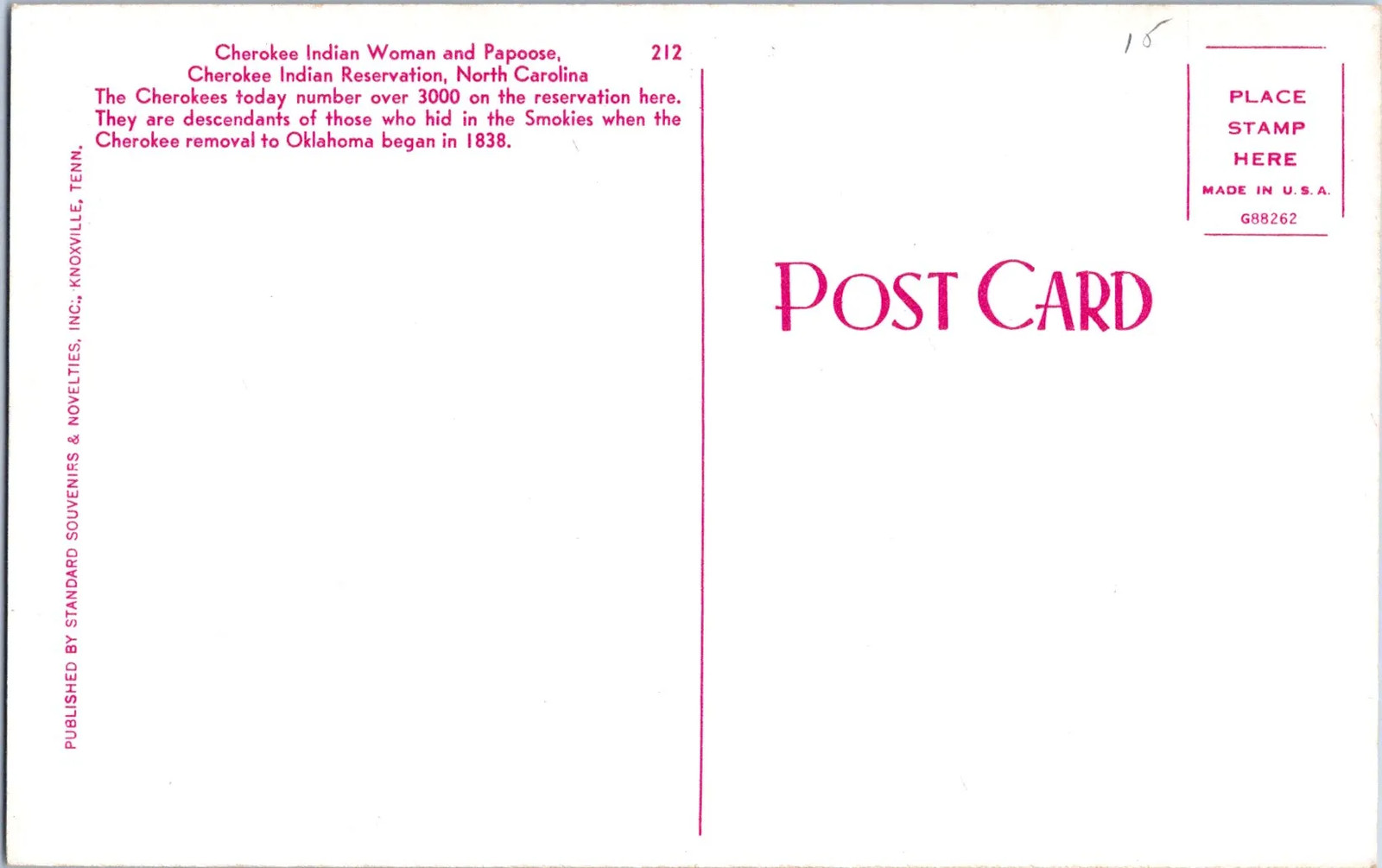 North Carolina, United States – Cherokee Indian Woman And Papoose Postcard