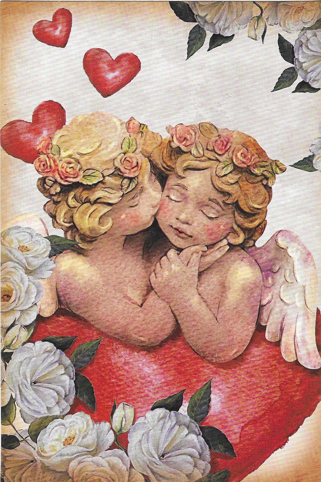 Vintage Valentine’s Day Postcard RETRO Antique NEW REPRINT Cherubs Hearts