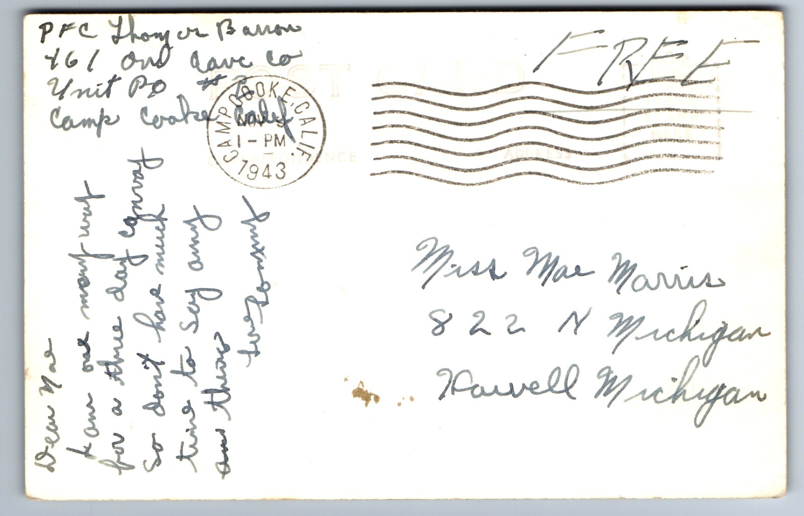 1943 RPPC WW2 CAMP COOKE UNIT DESERT REVIEW FREE SOLDIER MAIL PHOTO Postcard P39