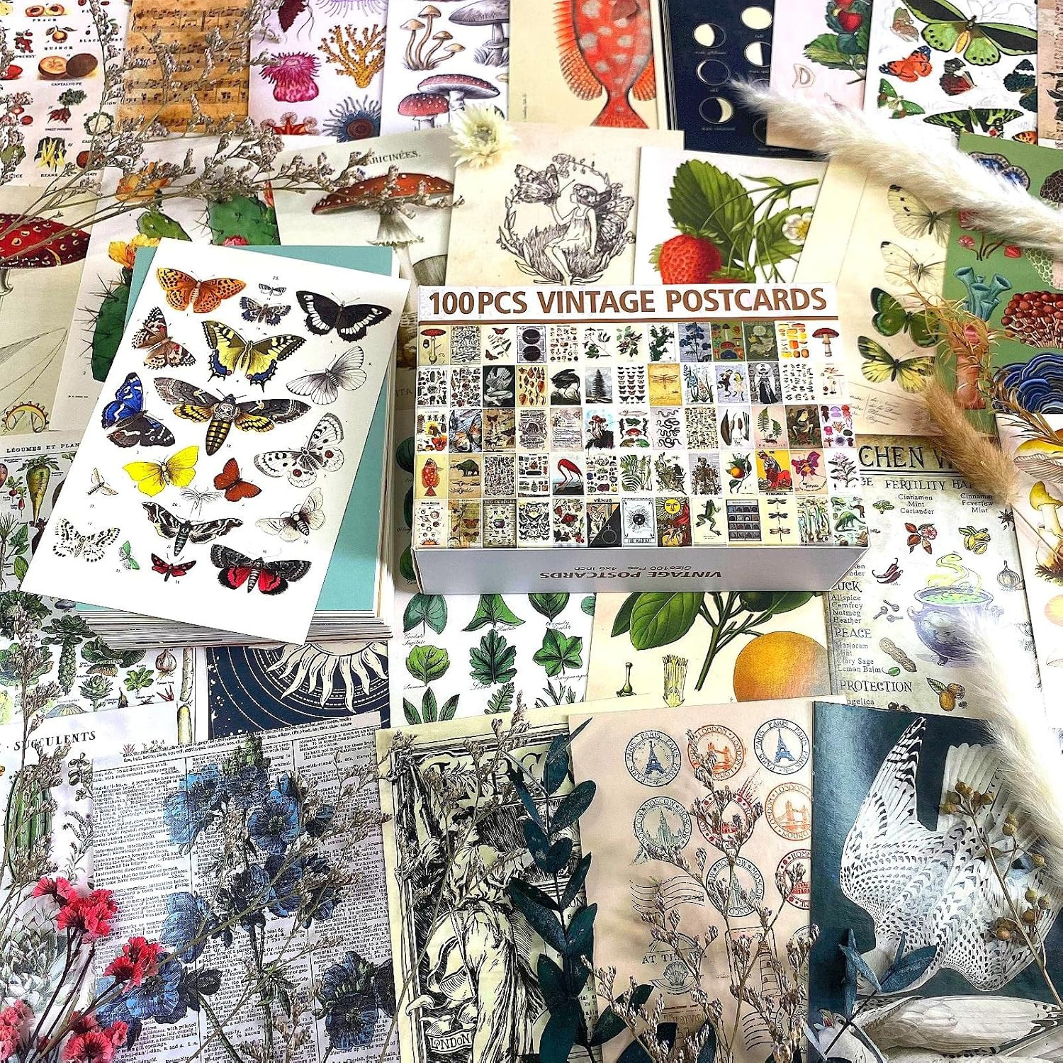 100 PCS Vintage Postcard Set,Post Cards for Mailing 4X6 Retro Style Cottagecore
