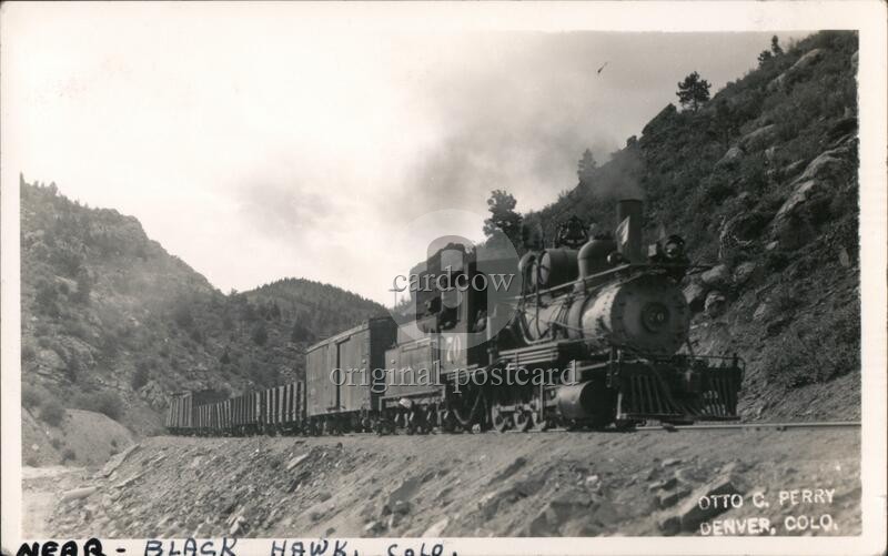 Otto C. Perry Denver, Colorado CO Steam Engine Train Original Vintage RPPC