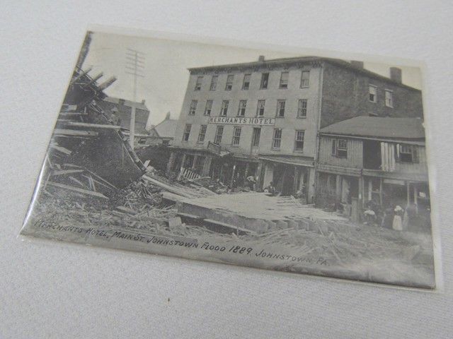 8 Vintage Antique 1889 Johnstown Flood Postcard Photographs w/ Sleeves (1 Repro)
