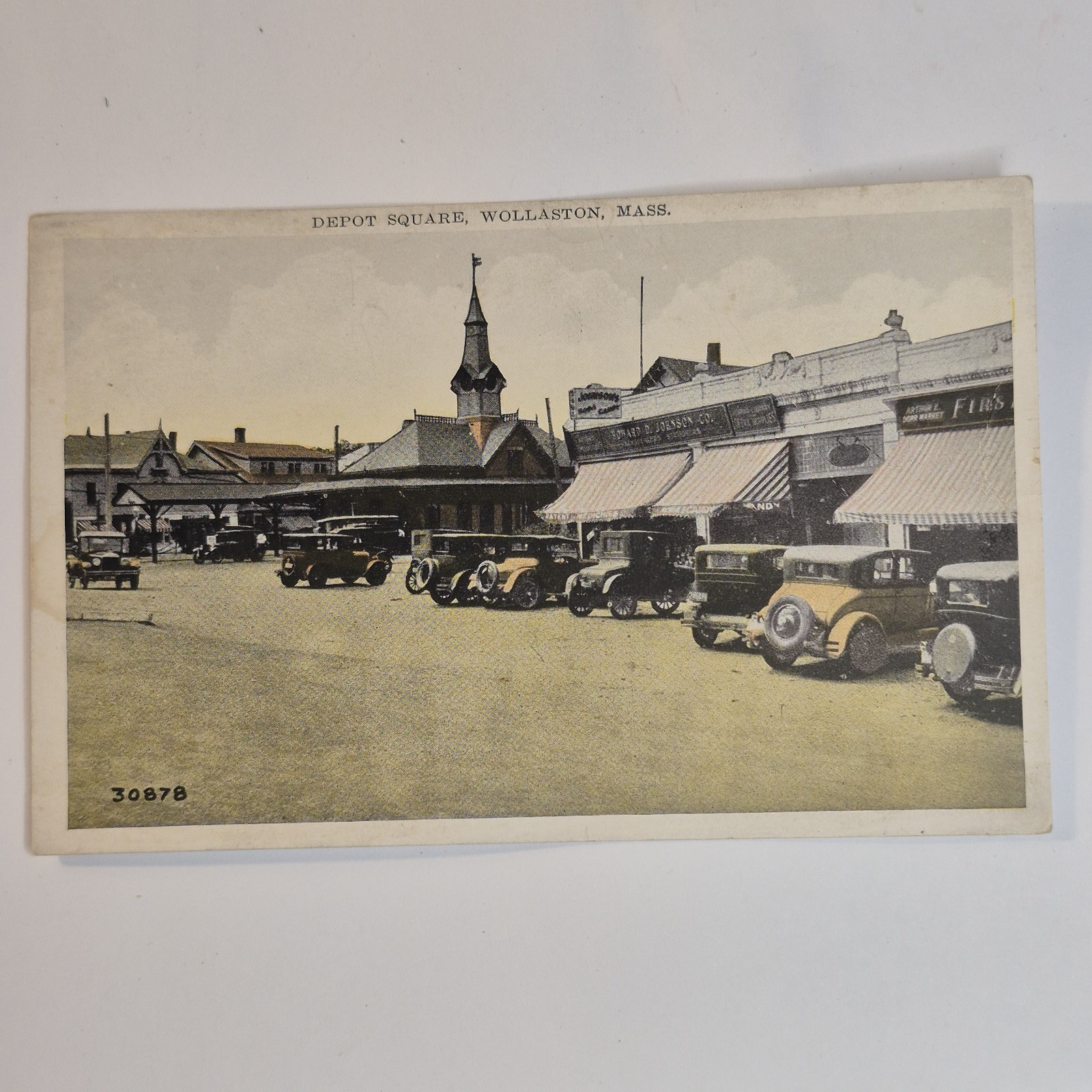 Antique Postcard Depot Square Wollaston MA ~1920s Pub. Howard D. Johnson Co HoJo