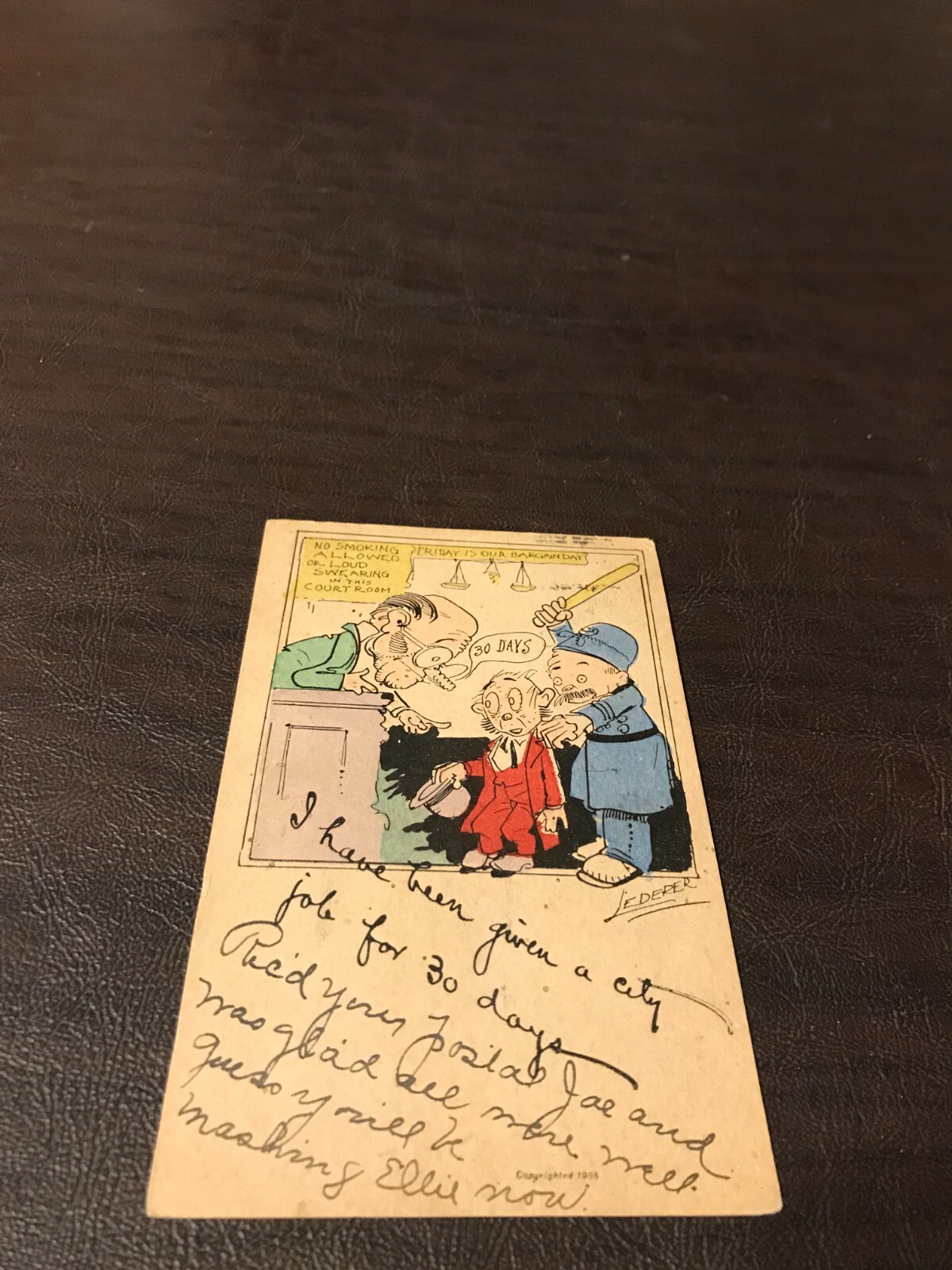 EARLY HUMOR 19?? – POSTED POSTCARD – FRIDAY IS OUR BARGAIN DAY – 30 DAYS