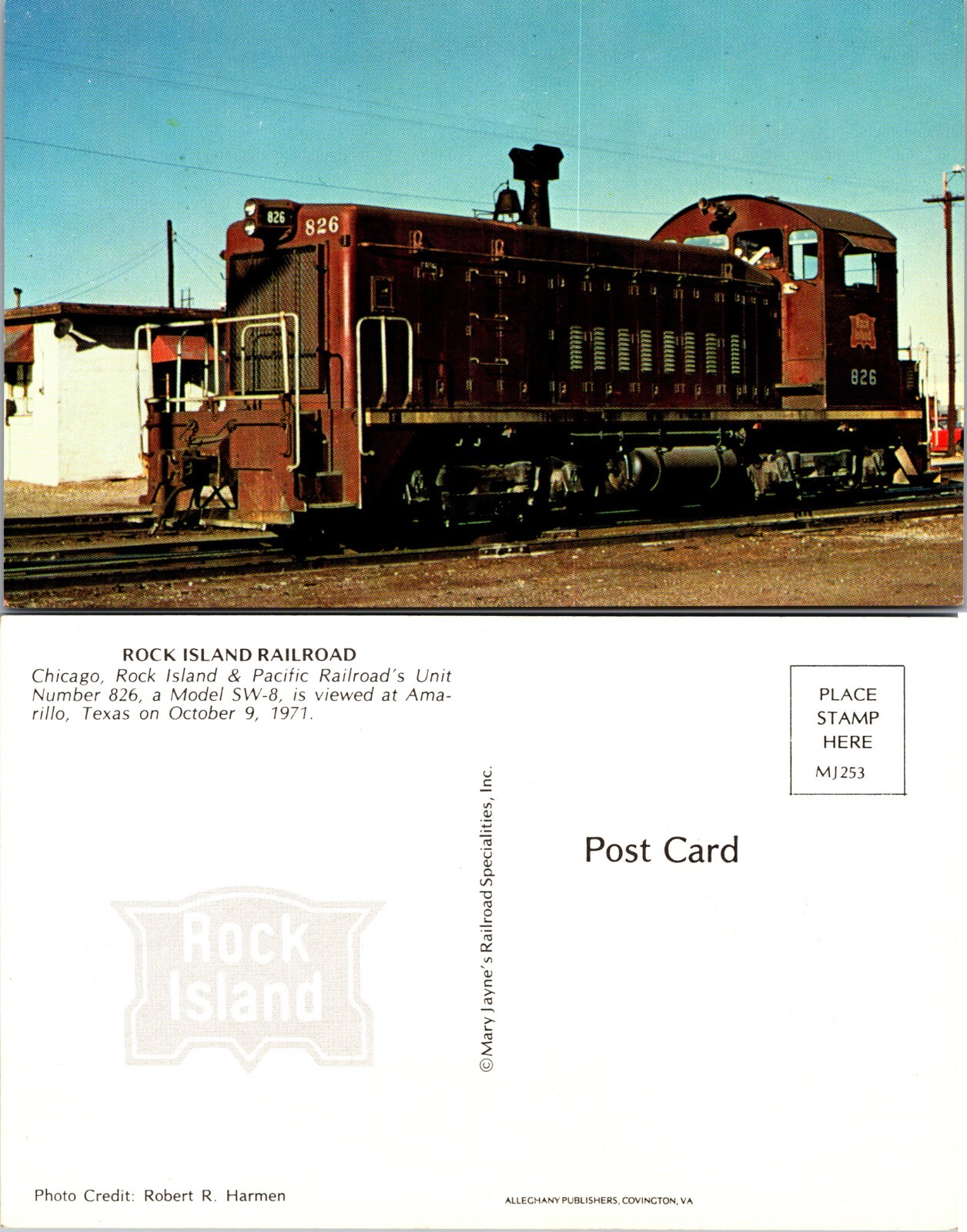 Rock Island Railroad Unit 826 Amarillo Texas Postcard