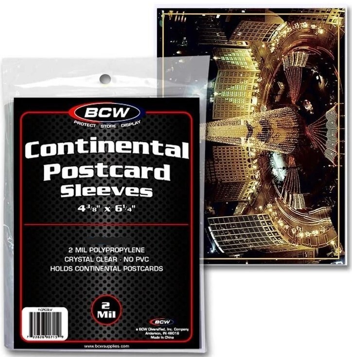NEW (25 CT) BCW Continental Postcard / Picture Poly Soft Sleeves Holders