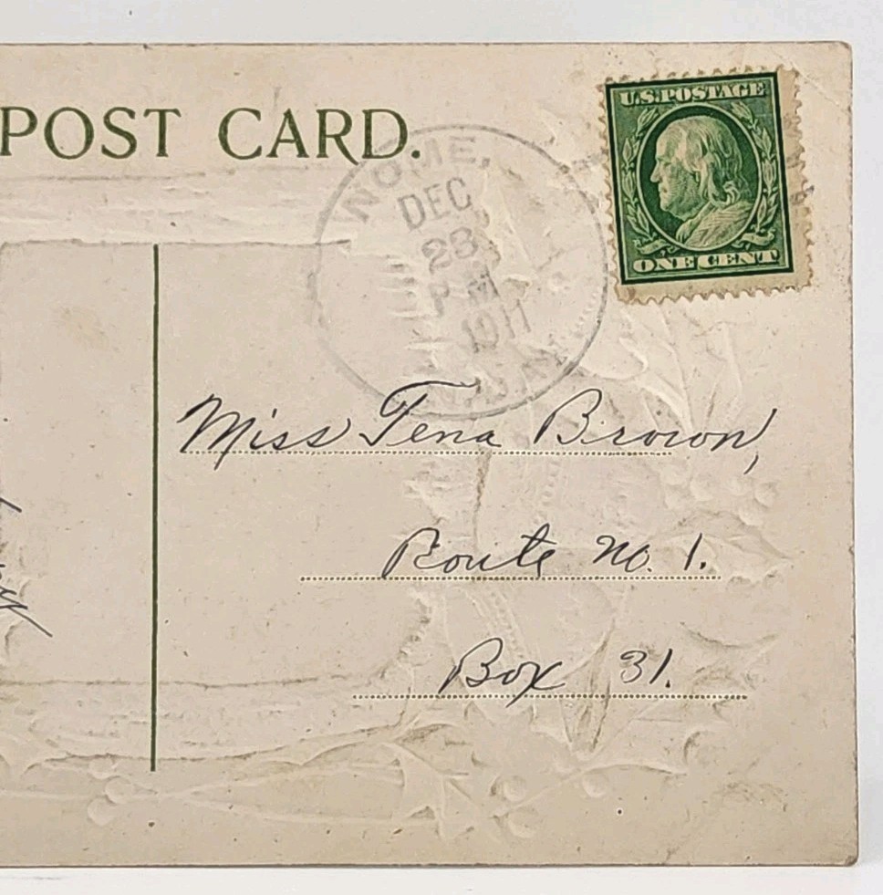 c1909 Christmas Greetings Picture Postcard – Christmas Greetings ~ #-9736
