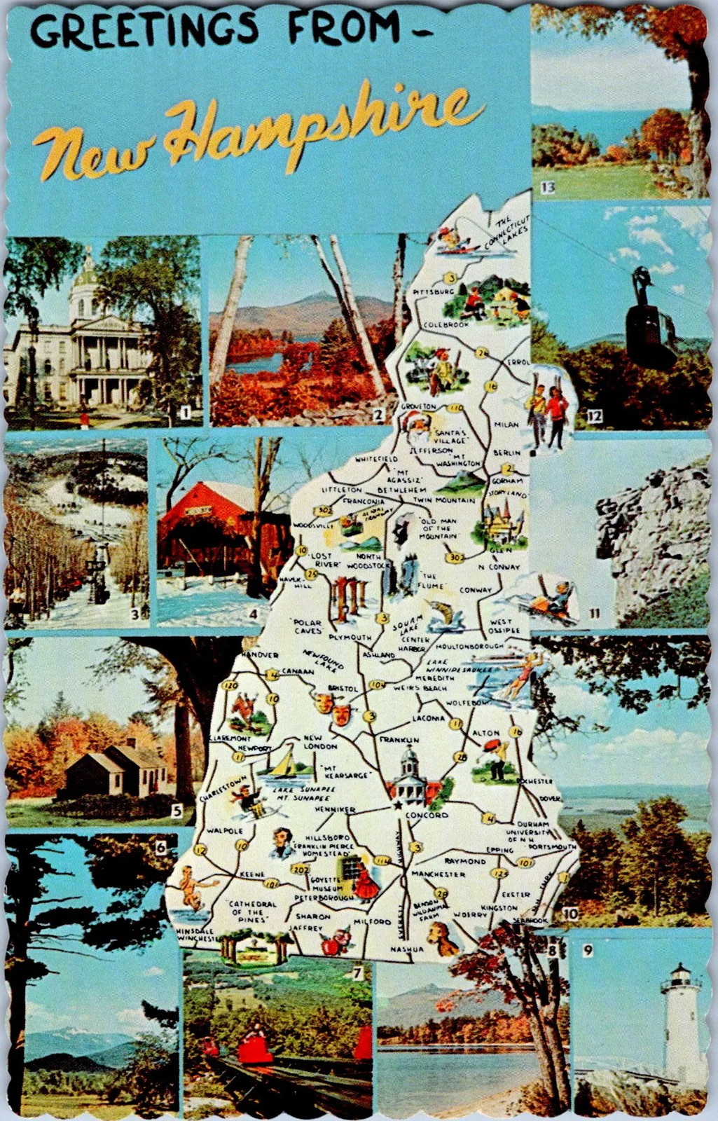 New Hampshire, United States – New Hampshire State Views Postcard