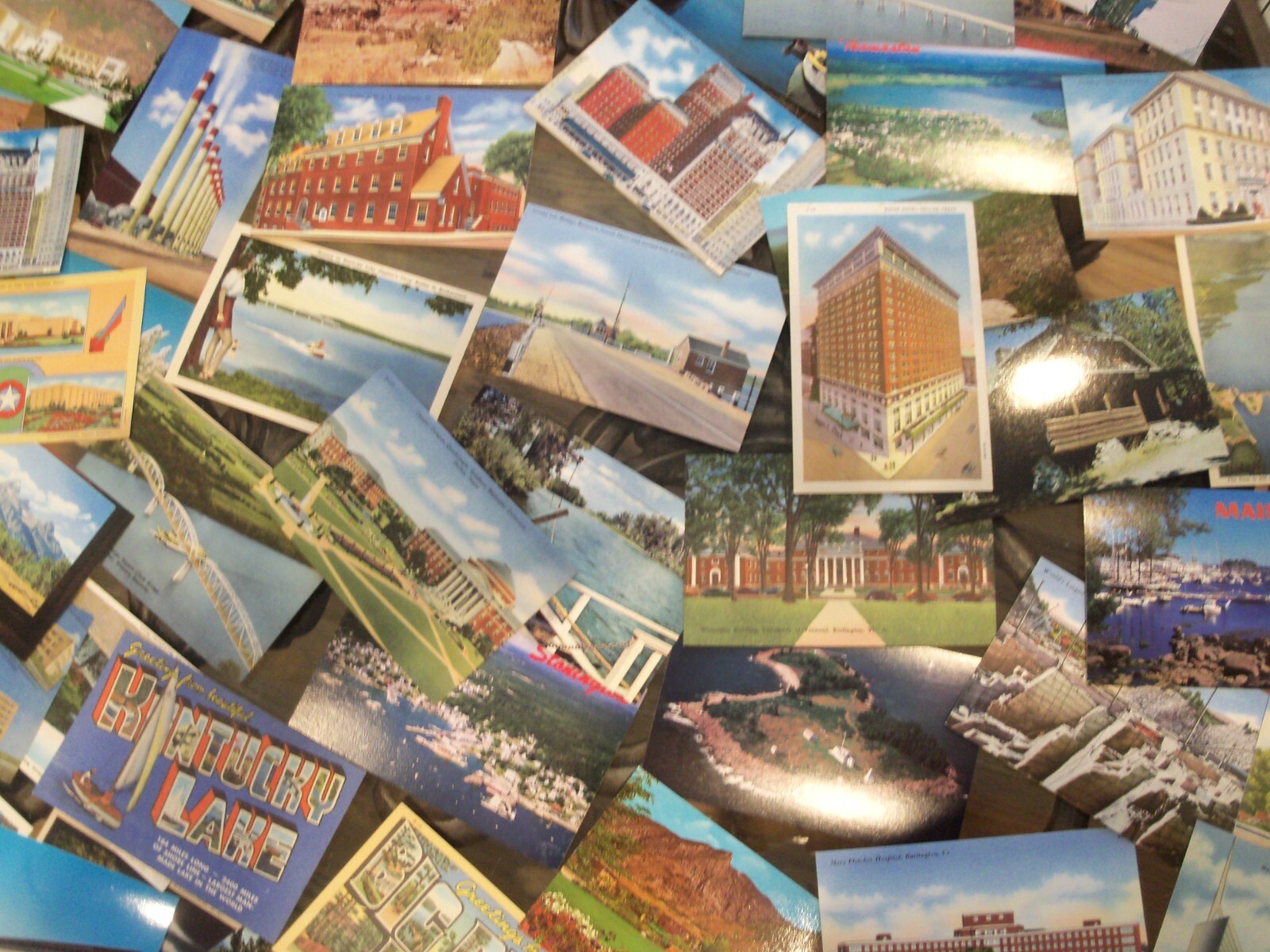 100+ US POSTCARD LOT UNPOSTED ROADSIDE AMERICANA LINEN/CHROME 50/50 USA UNUSED v
