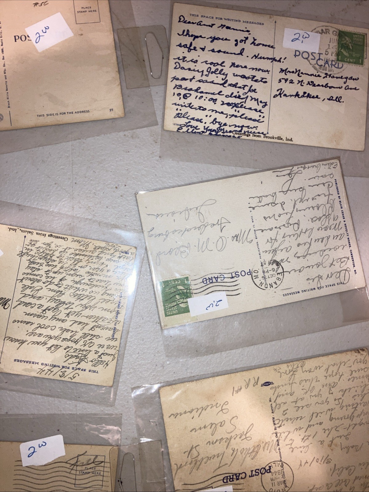 Antique Vintage Postcards LOT 1915-1946 WW2 Era Stamped Dated Sleeved DETAILS