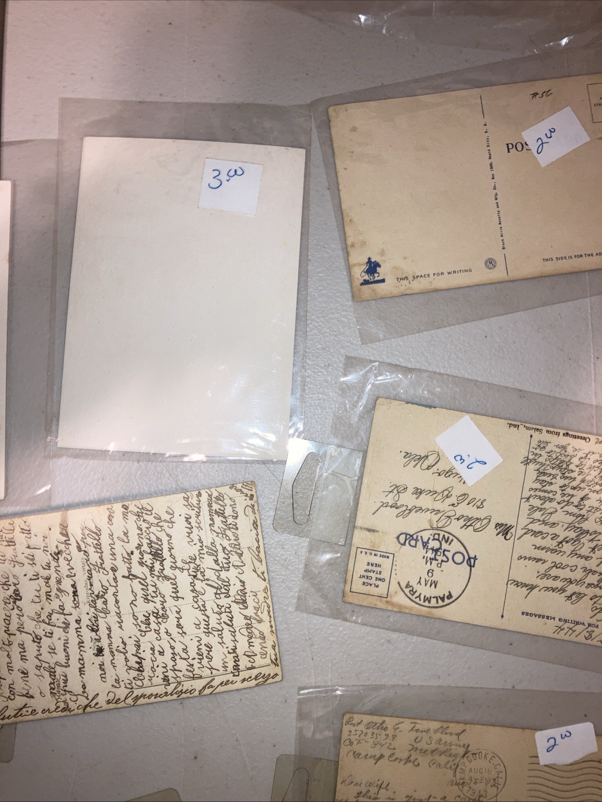 Antique Vintage Postcards LOT 1915-1946 WW2 Era Stamped Dated Sleeved DETAILS