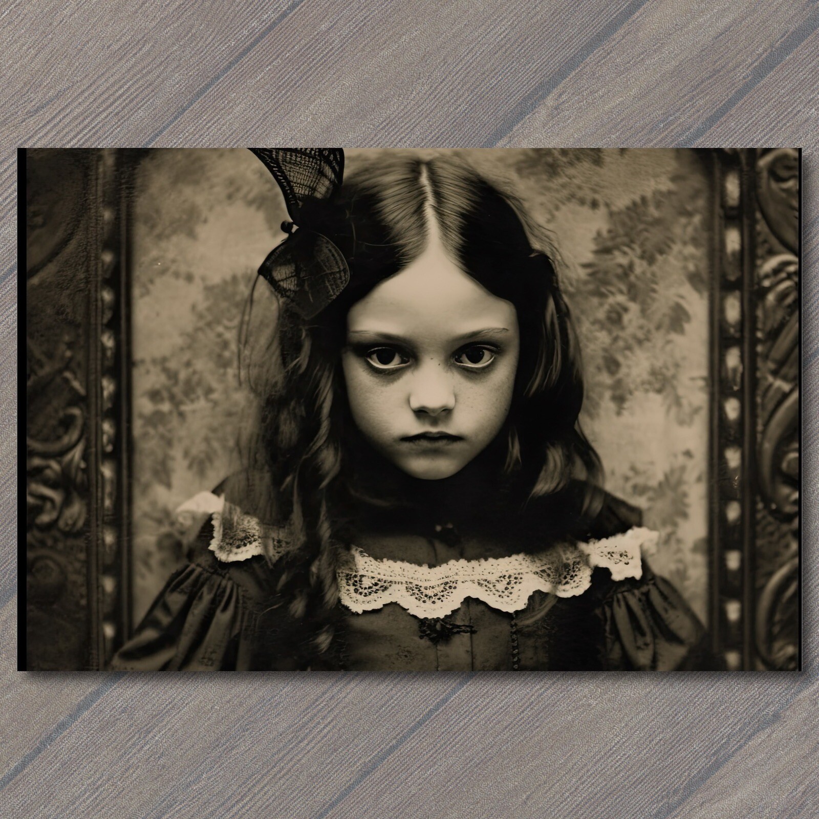 👻 POSTCARD Weird Creepy Vintage Vibe Scary Girl Halloween Mirror Unusual